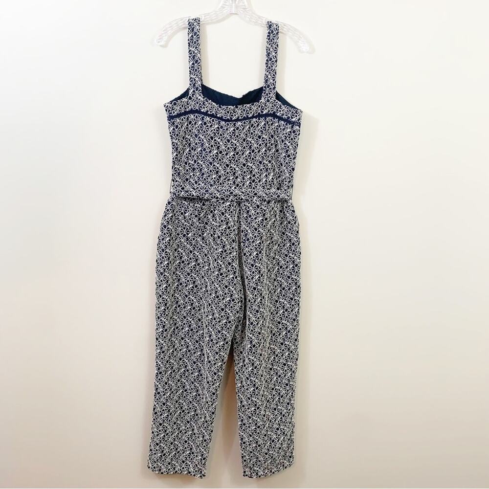 Banana Republic Belted Jumpsuit with Ladder Lace in Navy/Cream - Picture 10 of 11